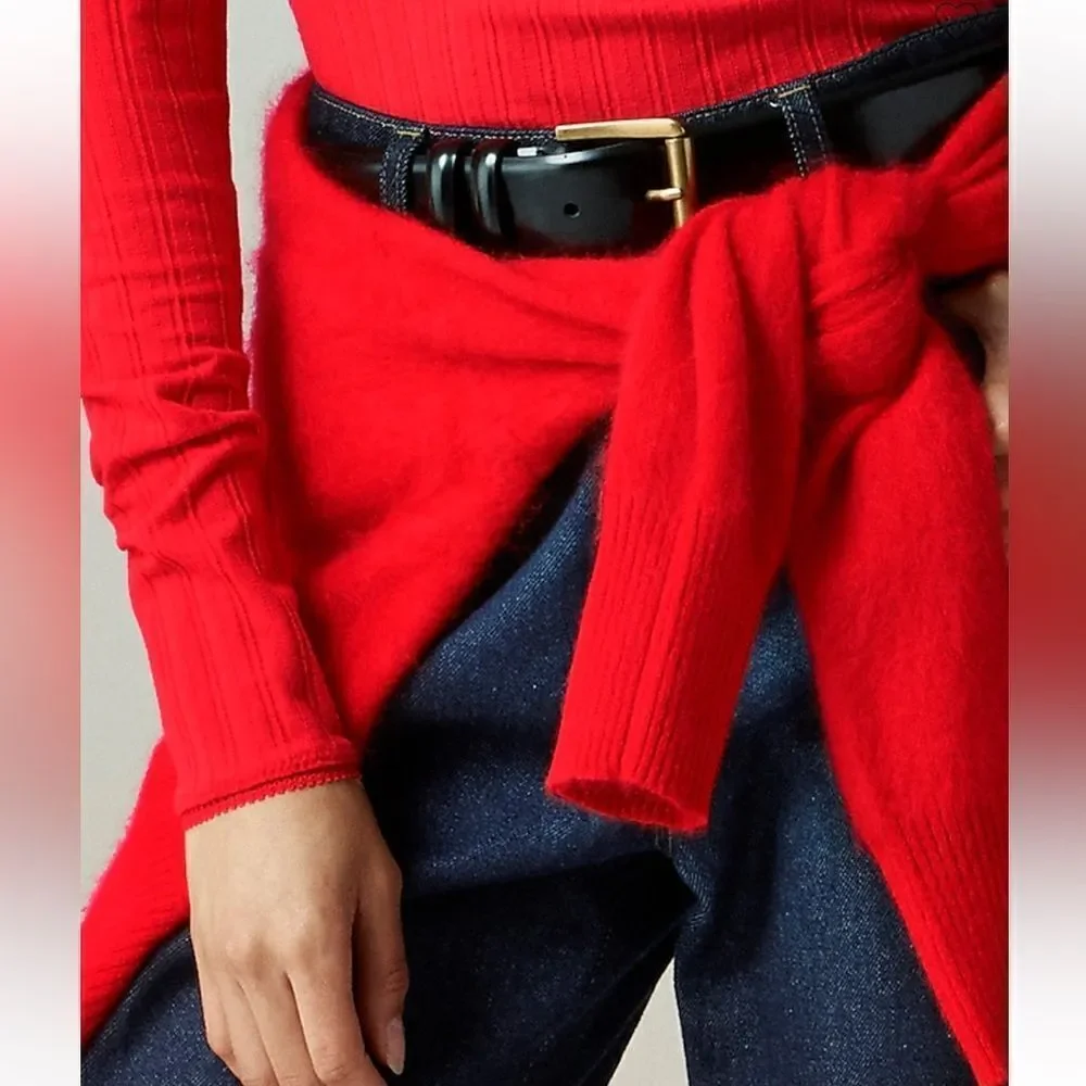 NWT J CREW Pointelle long-sleeve T-shirt in Apple Red